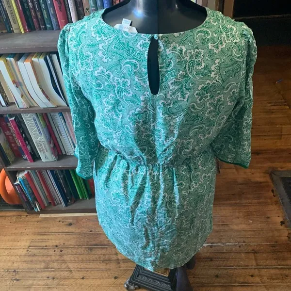 Boden Dolly Day green paisley faux wrap 10P normcore midi dress - Image 3