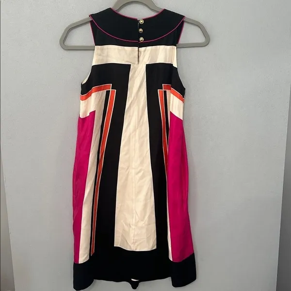 Shoshanna Women Dress Geometric Colorblock Sleeveless Shift Pink Black Size 0 - Image 4