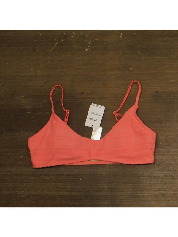 NWT Cotton On Women's Super Scoop-Neck Bikini Top 6338112-19 Shell Pink Terry L - Image 4