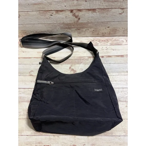 Baggallini Swift Hobo Crossbody Bag Nylon Adjustable Strap Black Zipper - Image 3