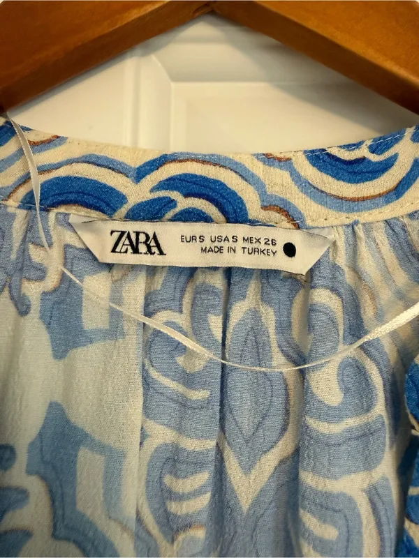 Zara Medallion Print Button Down Tunic Kaftan Midi Dress Size Small - Image 3