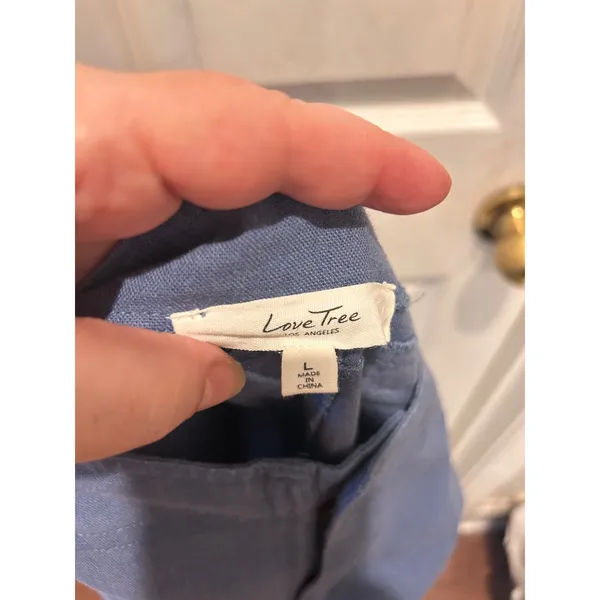 Love Tree Blue Linen Blend Utility Straight Leg‎ Pants Women Large Lightweight - Image 8