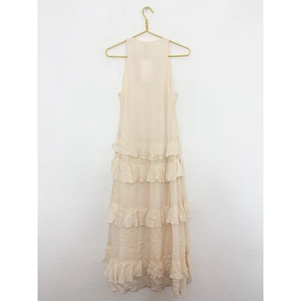Zara Chiffon Ruffled Cream Midi Dress 4772/314 NWT Size Small Boho Romantic - Image 15