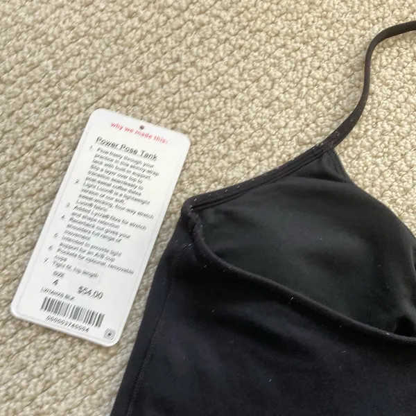 LULULEMON Power Pose Tank Top with Shelf Bra Black A/B Cup Luon Size 4 EUC - Image 11
