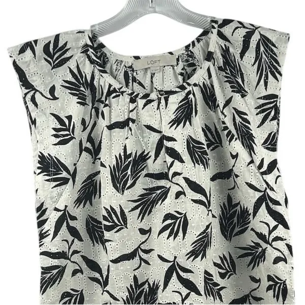 LOFT Women's Sleeveless Floral Eyelet Tank Top White Size S‎ Casual - Image 2