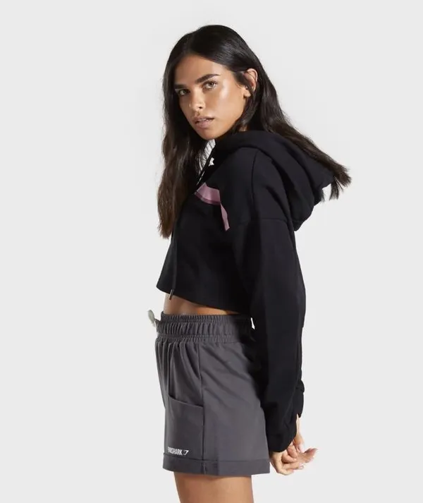 Gymshark Womens Pullover Cropped Sweatshirt Hoodie Black Size small - Image 3