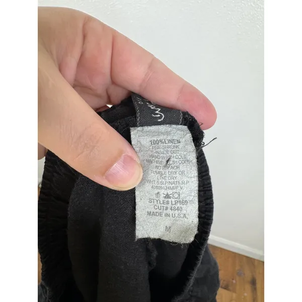 Match Point Black 100% Linen Balloon Lantern Pants Womens Medium LP169 USA Made - Image 5
