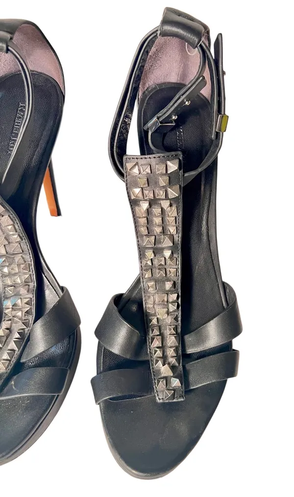 Rachel Roy Black Leather Studded Stiletto Heel Size 8.5 - Image 8