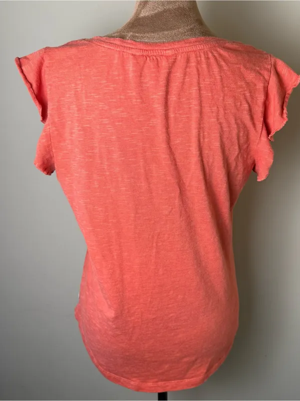 Toad & Co Rufflita II Tee Shirt Top Womens Medium Orange Organic Cotton Gorpcore - Image 3