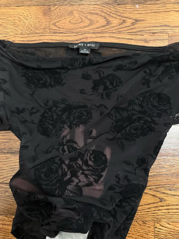 silence + noise Black Floral Burnout Boatneck Tee - Image 4