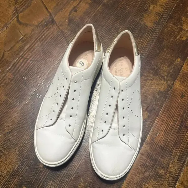 Kate Spade perforated spade gold detail luxe lace up size 8 sneakers - Image 2