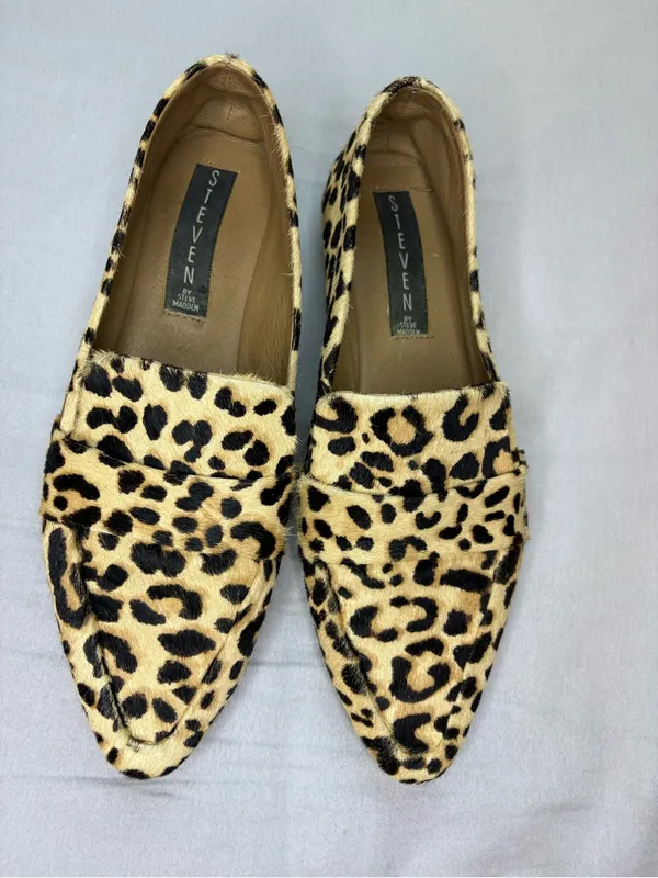 STEVEN by Steve Madden Hollie-L Leopard Haircalf Loafers Flats 7.5 - Image 8
