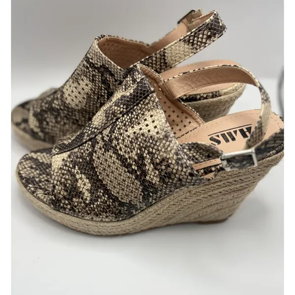 Abound Charlotte Snake Print Espadrille Wedge Sandals‎ Brown Tan Size 10 - Image 4