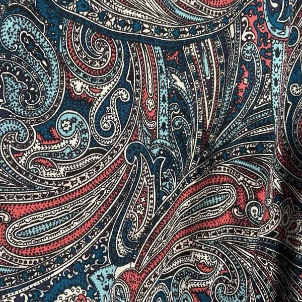TALBOTS Teal‎ Paisley Stretch Shirred Blouson Midi Dress Size L Large Classic - Image 5