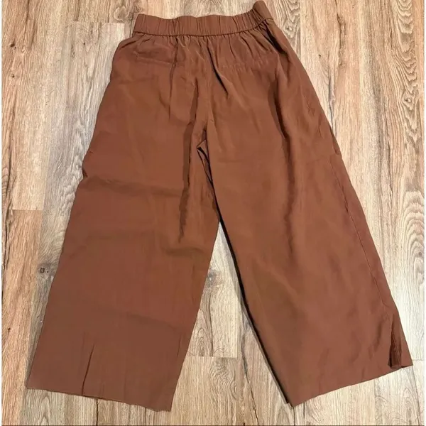 Zara brown cross front wide leg culotte pant size M - Image 7