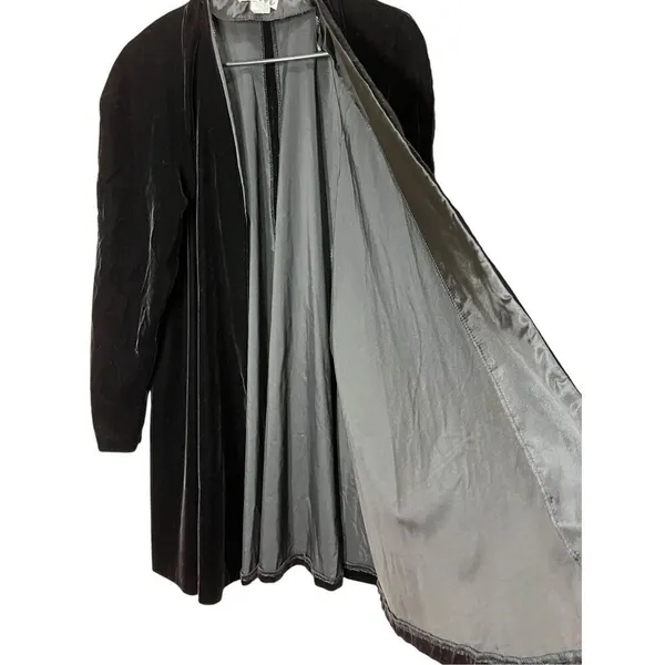 Vintage Karen‎ Lucas For Niki Black Velvet Swing Coat Size S - Image 5