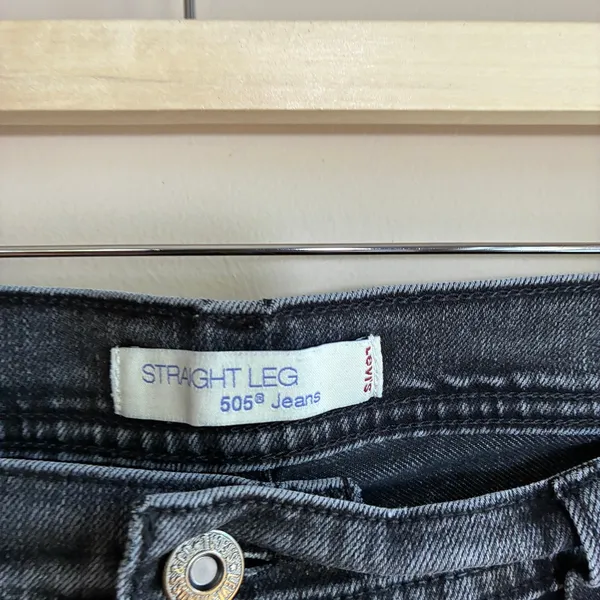 Levi's 505 Straight Leg Jeans 14M Black Women's Stretch Denim - Image 3