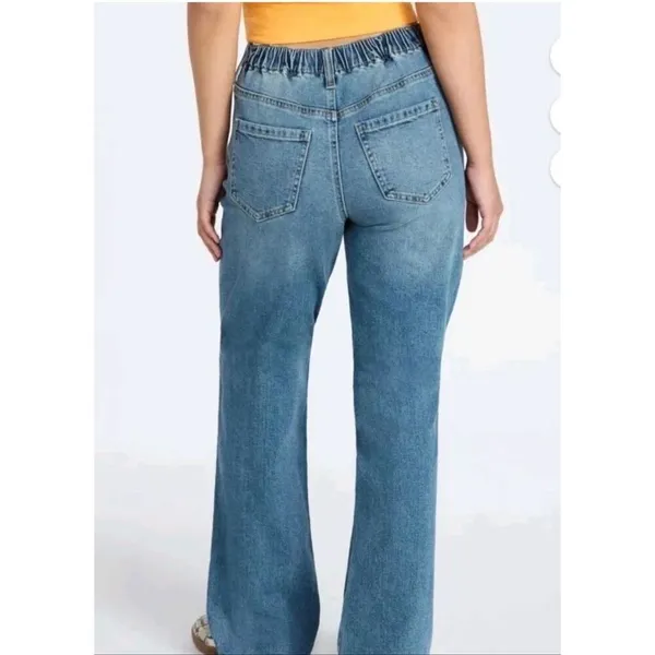 No Boundaries Womens Jeans Medium Wash Size XS High Rise Baggy Wide Leg - Image 2