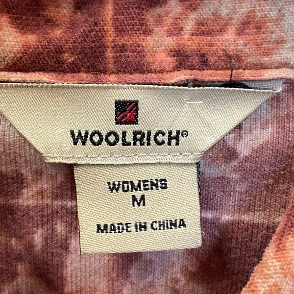 Woolrich Womens M Shirt Rust Leaf Print Micro Wale‎ Corduroy Button Front Cotton - Image 5