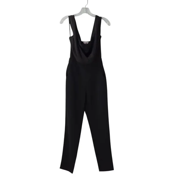 Ted Baker London Black Lace Cowl Neck Tapered Jumpsuit Size 2 - Image 7