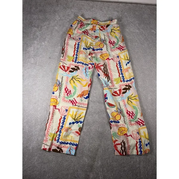 ellison printed‎ flowy wide leg pants fruit resort rayon nylon Pockets m - Image 6