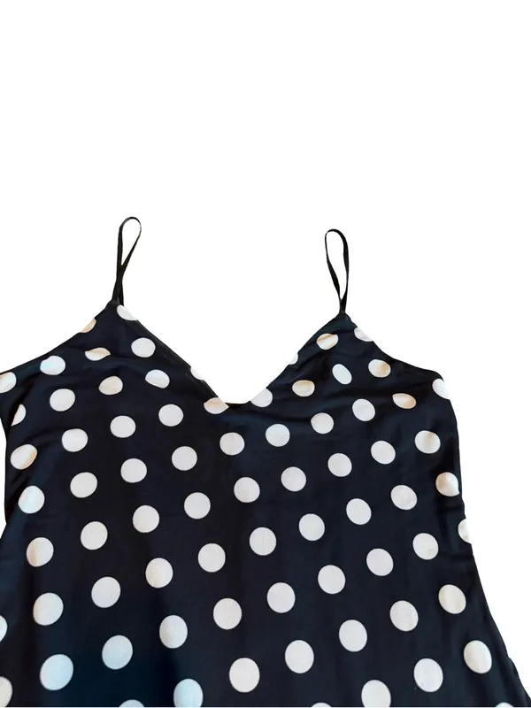 AFRM Black White Polka Dot Maxi Dress Side Slit V Neck Spotted Large Women's NWT - Image 2