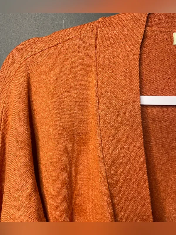 Debut Size M Burnt Orang Open Front Cardigan Sweater With Pockets Soft Cozy Chic - Image 4