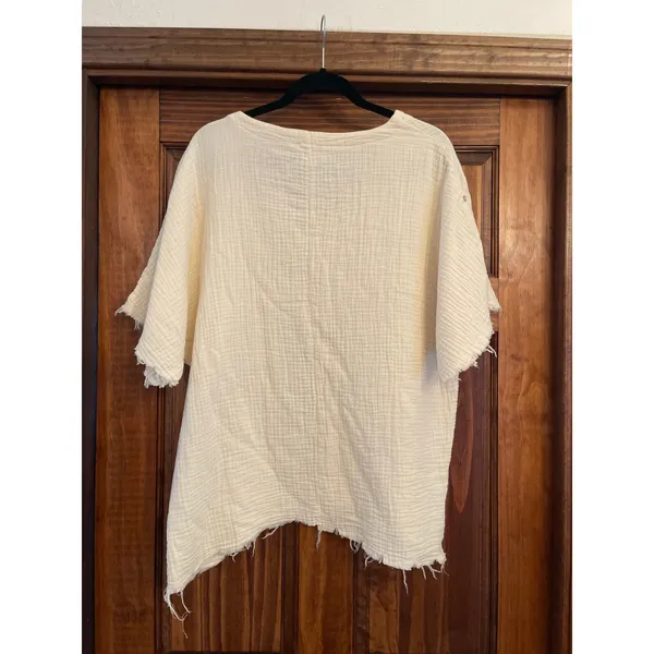 White Birch convertible sleeve, Raglan, V-neck, gauze, blouse size small - Image 5