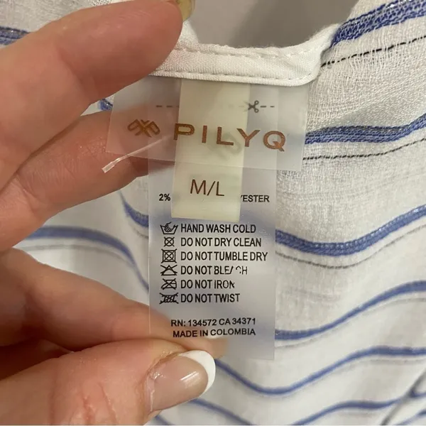 PilyQ‎ Bay Stripe Sophie Tie Dress Swim Cover Up Beach Resort Wear M/L - Image 4
