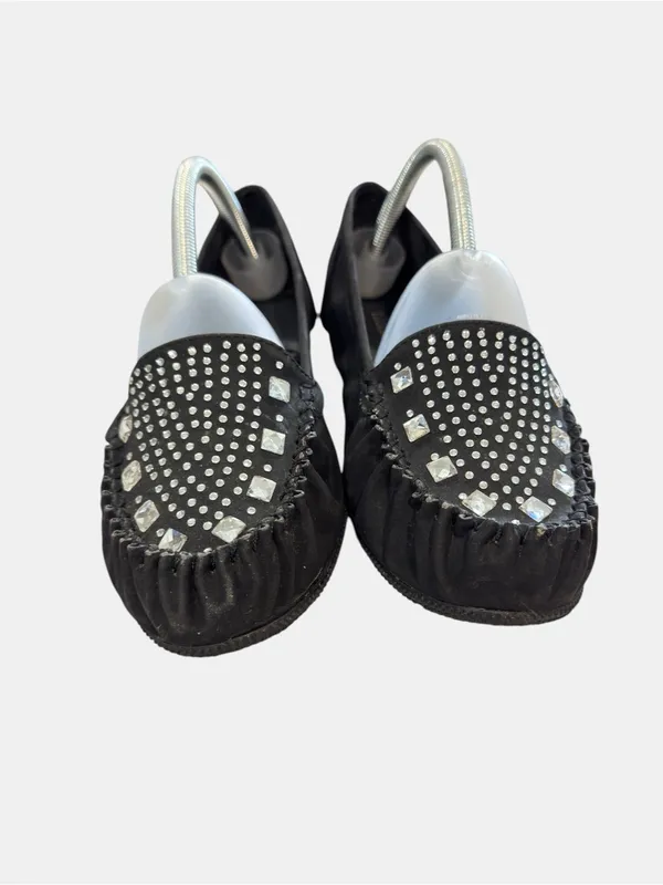 Nicole Black Rhinestone Studded Loafers Slip On Flats Comfort Shoes 10W- Danica - Image 5