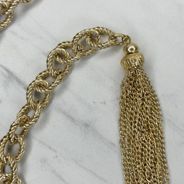 Tassel Gold Tone Chain Link Belt Extra Small/Small (XS/S) ✨ - Image 10