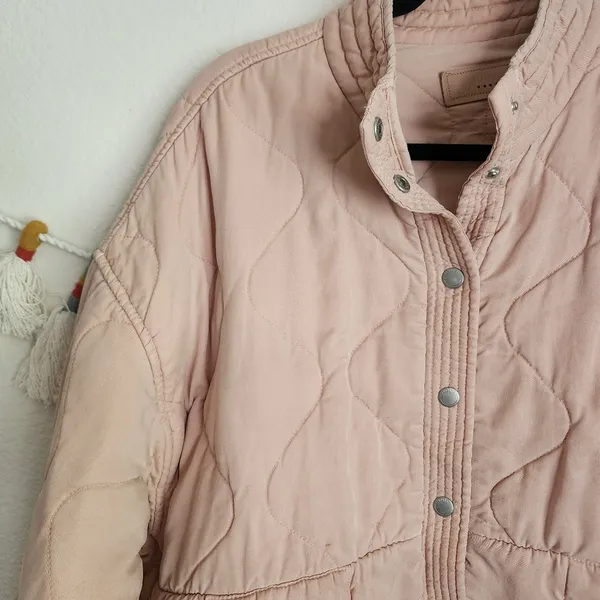 BLANK NYC Tencel Pink Drop Shoulder Quilted Oversize Jacket Boho Chic Fall M - Image 3
