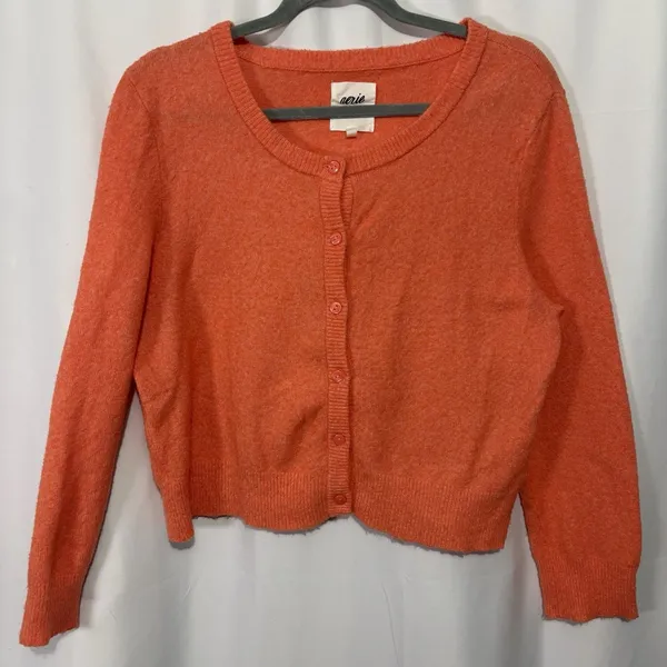 AERIE Campus Cool Plush Orange Button Front Cardigan Sweater Women’s XL - Image 4
