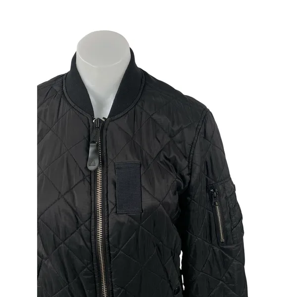Alpha Industries MA-1 Diamond Black Quilted Long Sleeve Bomber Coat Jacket Sz S - Image 2