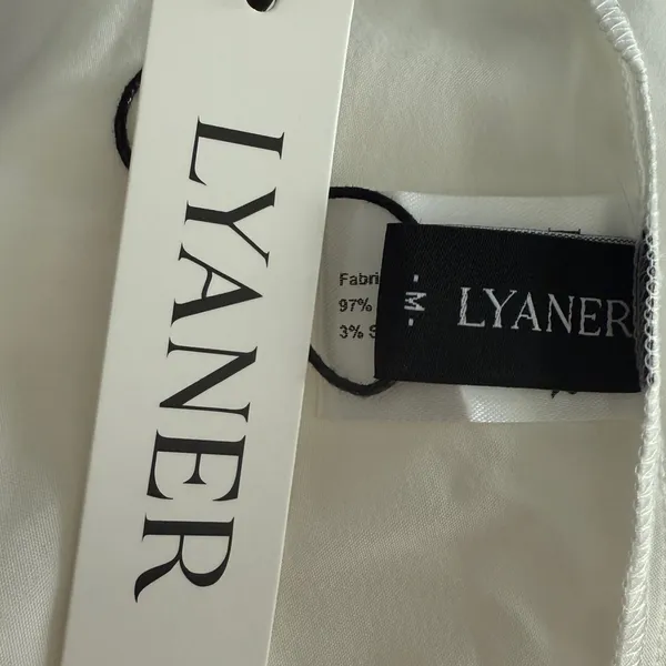 LYANER Wrap Tie Back Square Neck Double Layer Ruffle Hem A Line Mini Dress Sz M - Image 8