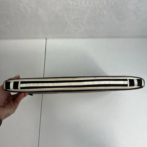 Kate Spade 13" Laptop Sleeve Black Cream Striped Nylon Zippered Case Padded Bag - Image 9