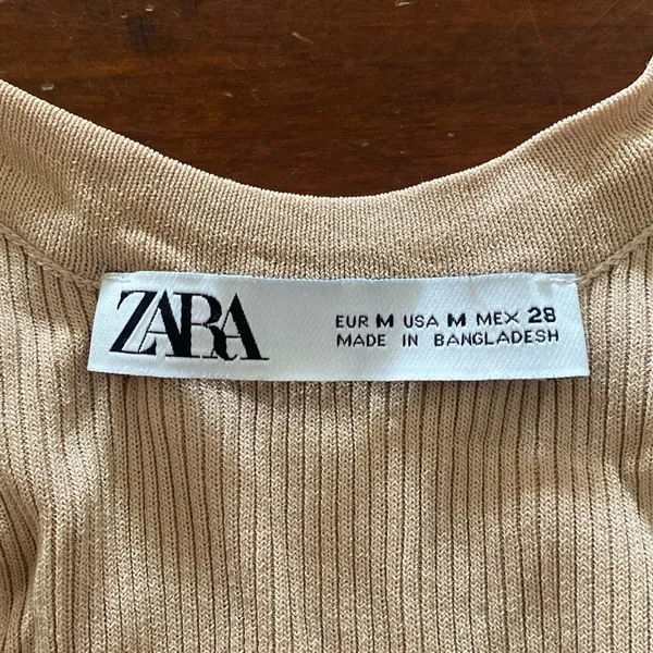Zara Tan Bodycon Scoop Neck Tank Top - Image 3