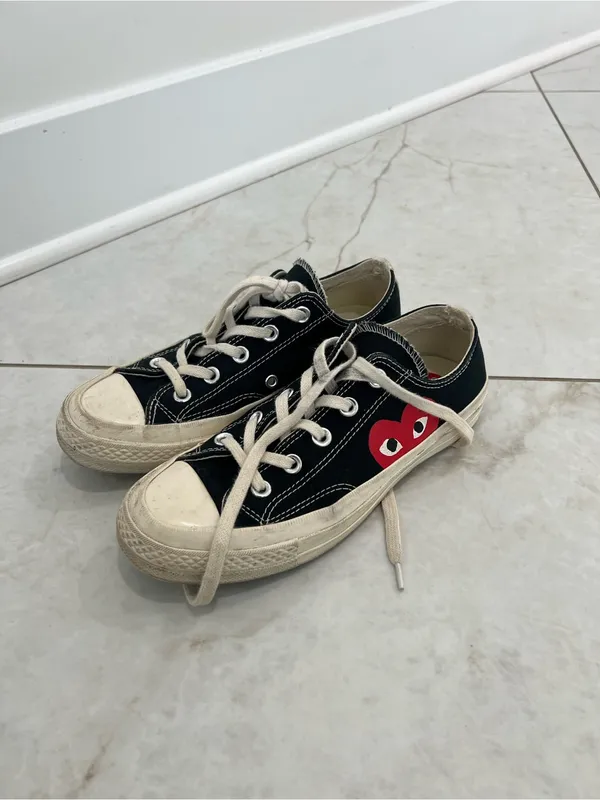 Comme Des Garçons PLAY x Converse Black Chuck Taylor Lace Up Sneakers Size 6 US - Image 2