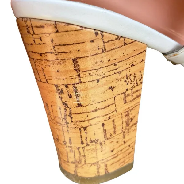 Aerosoles White Gold Tan Leather Strappy Slingback 3" Heel Sandals Size 8 Boho - Image 14