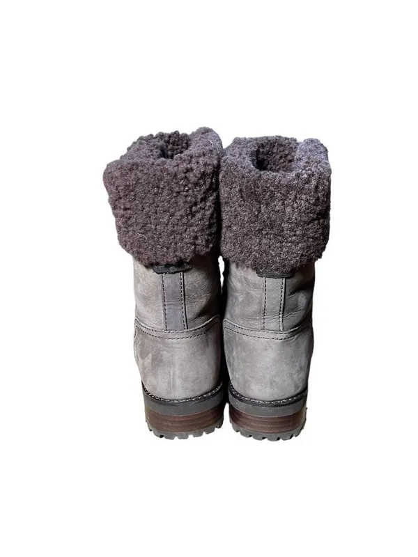 UGG Fraser Exposed Fur Stout Water-resistant Leather Combat Boots Size 7.5 Women - Image 11