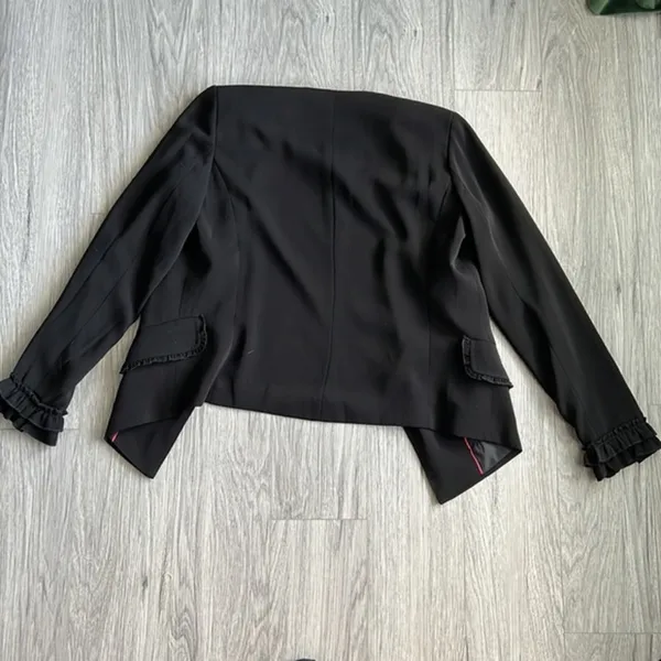 Adrienne Vittadini Black Blazer With‎ Ruffle Sleeves Size S - Image 8