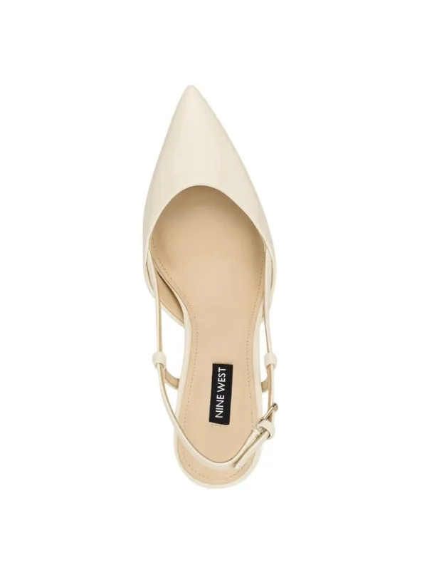 NWT Nine West Women’s Rhonda3 Kitten Heel Slingback Pumps Ivory Off White 6.5M - Image 2