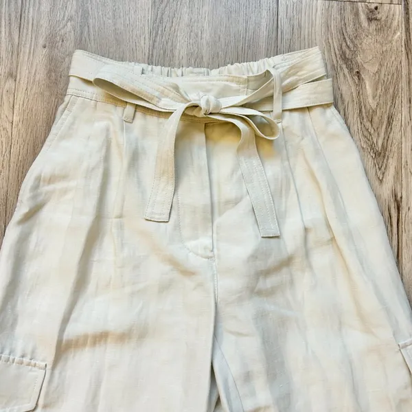 Aritzia Wilfred Kafka Linen High Rise Cargo Coastal Pants in Sand Cream Size 0 - Image 3