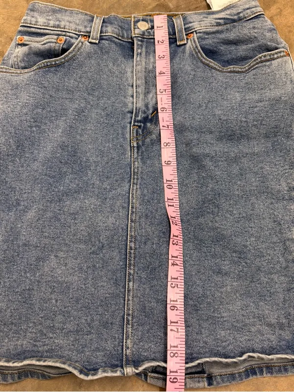 Levi's Premium Mid-Length Western Blue Denim Skirt Medium Wash Womens 28 - Image 9