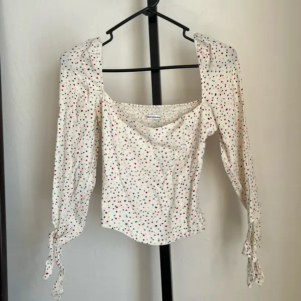 Reformation Kemmy Cream Polka Dot Top Size 0 - Image 2
