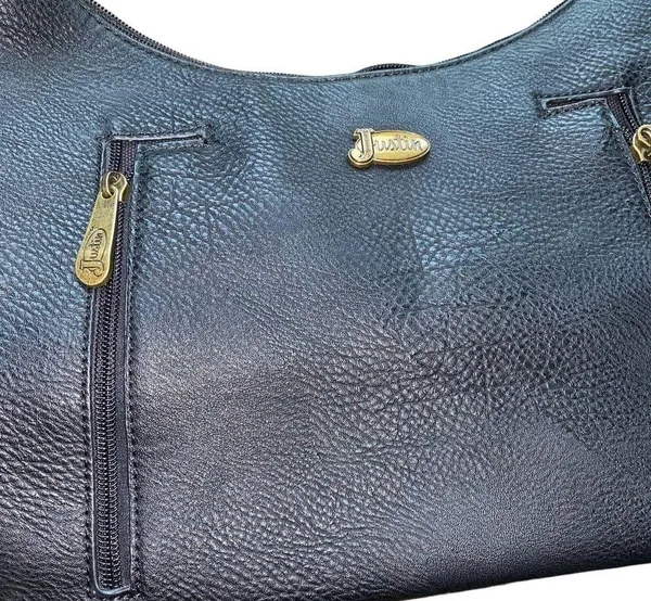Justin Boots Western Conceal Carry Embroidered Studded Tote Bag Purse Black/Chestnut - Image 13