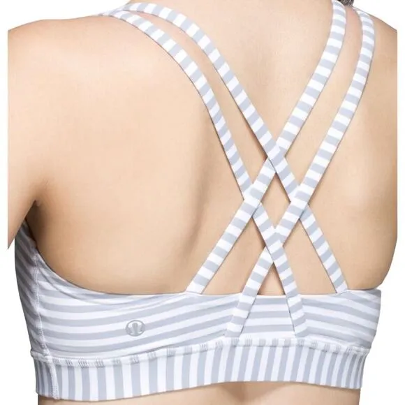 Lululemon Energy Bra Classic Stripe White Silver Fox Luxtreme Sweat Wicking 12 - Image 2