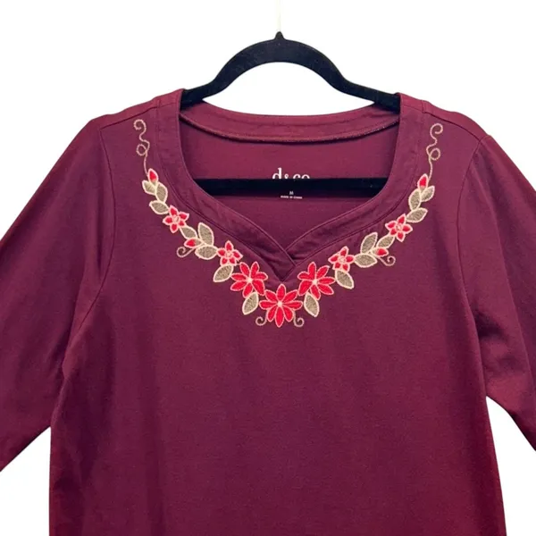 Denim And Co Tunic Top Blouse Maroon‎ Medium Red - Image 3