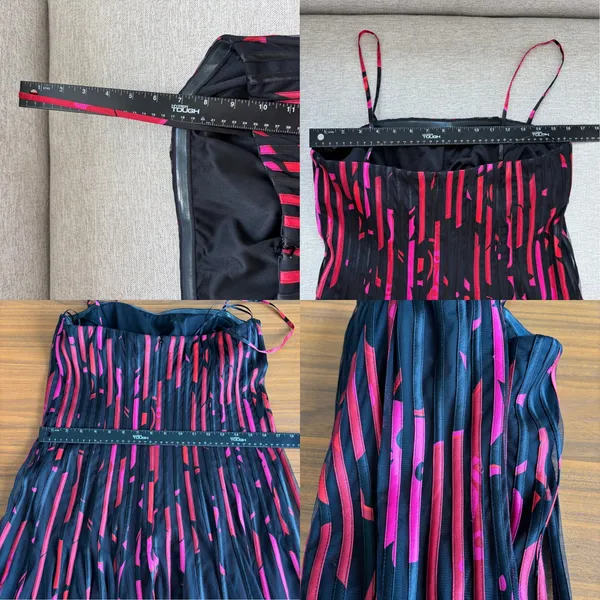 Vintage JS Collections Dress Size 14 NWT Abstract Pleated Mesh Y2K Whimsigoth - Image 6