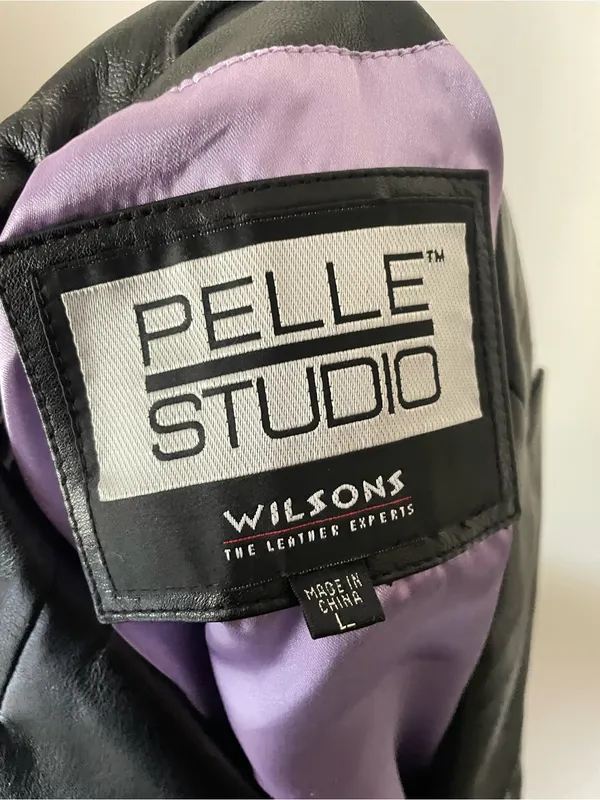 Wilsons Leather 90s Y2K Pelle Studio Black Sleek Blazer Jacket Large - Image 2